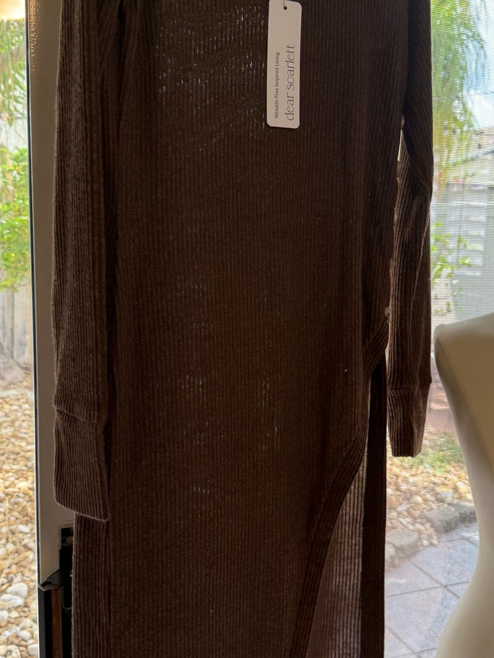 Dear Scarlett Women's Brown Ribbed Long Sleeve Top/dress
